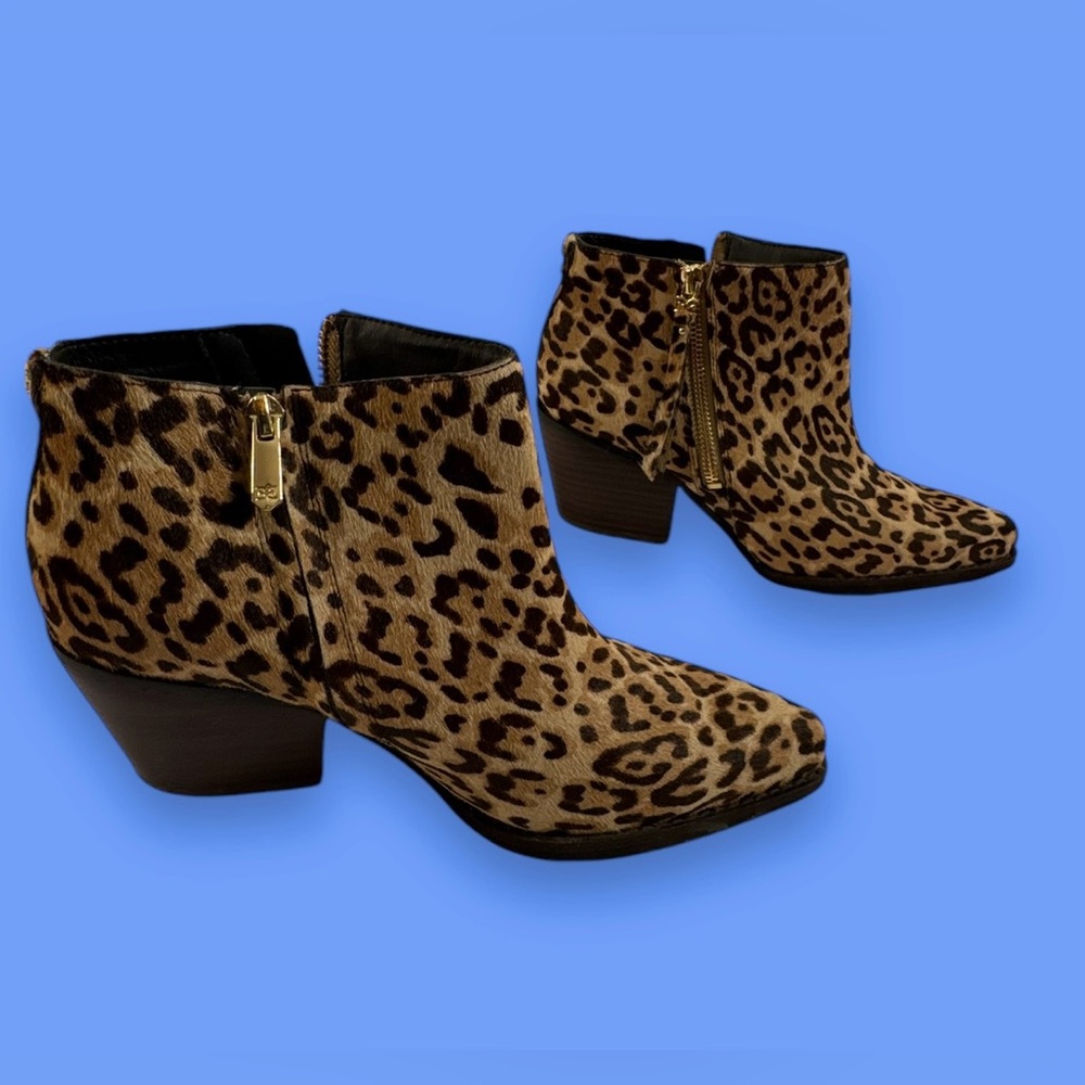 SAM EDELMAN Blake Bootie Size 7.5 M Leopard Print Fur Boot Walden